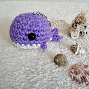 Amigurumi Crochet Little Whale. Keychain. Charm